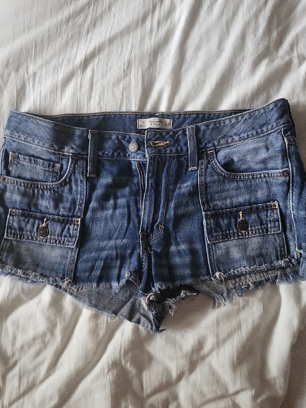 Abercrombie & Fitch Distressed Blue Denim Cutoff Shorts